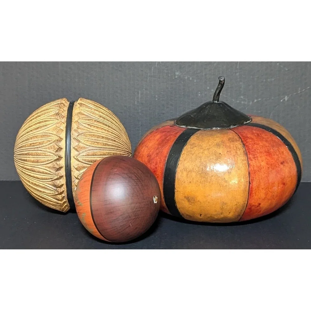 Contemporary Basket Fillers for Lrg‎ Basket Set of Three Large Gourd & Two Orbs